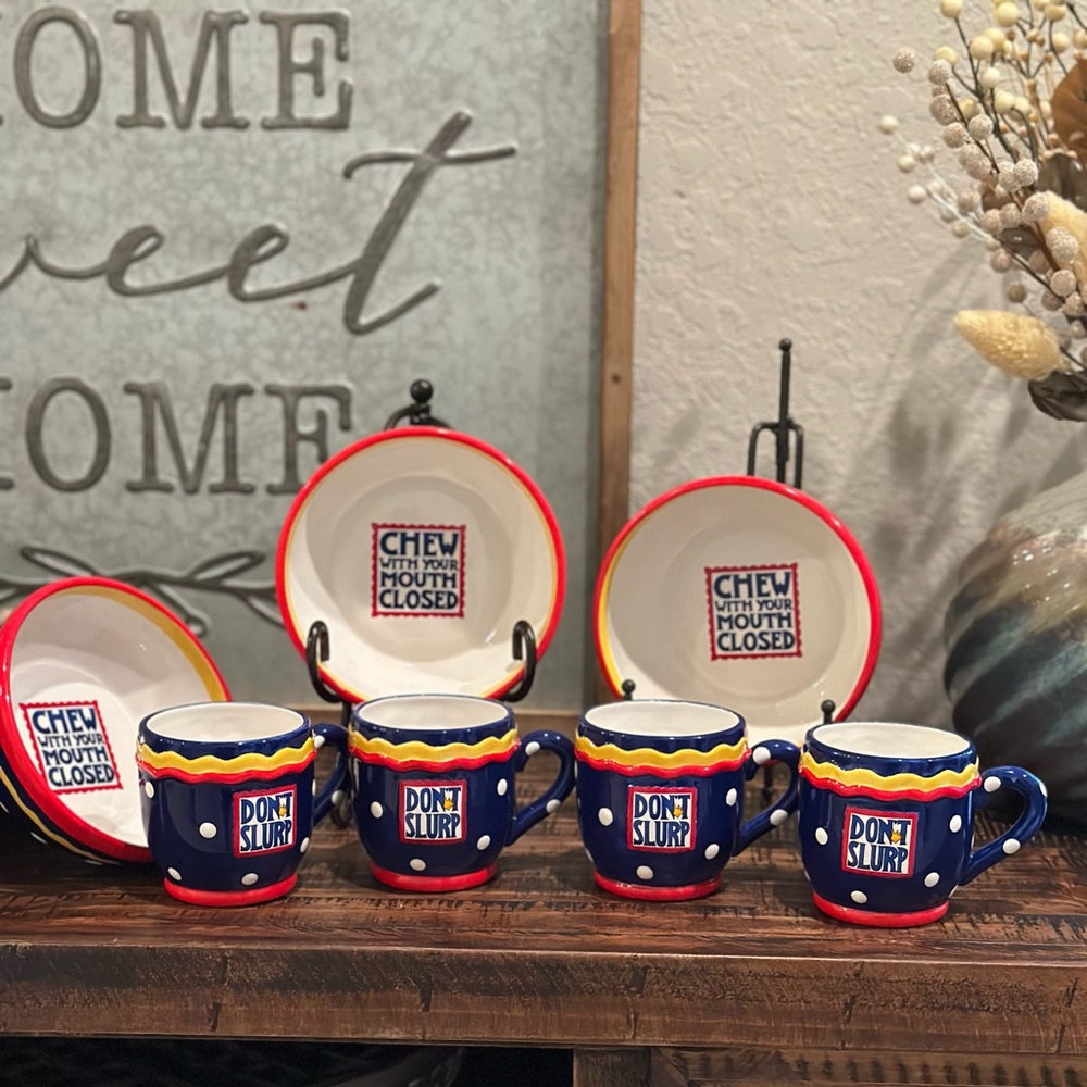 VTG 1999 Mary Engelbreit “Mind your Manners Collection” Mug & bowl set by Enesco